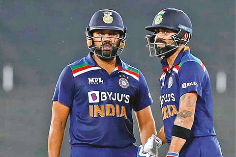 Current captain Rohit Sharma and ex-skipper Virat Kohli (File photo)