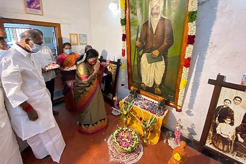 Lieutenant Governor of Puducherry Tamilisai Soundararajan paid floral tribute to Subramania Bharathi