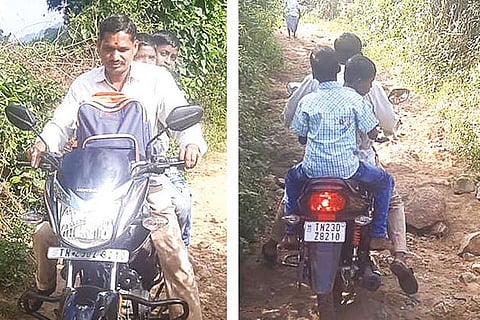 R Velu ferries students on his bike