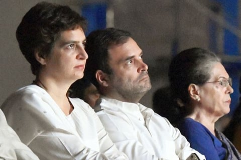 Priyanka Gandhi Vadra, Rahul Gandhi and Congress President Sonia Gandhi (Photo: ANI)