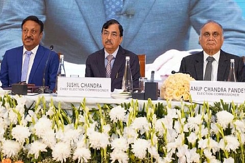Chief Election Commissioner Sushil Chandra and fellow Commissioners Rajiv Kumar and Anoop Chandra Pandey