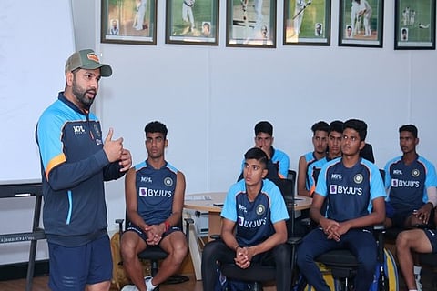 Rohit Sharma meets India's U-19 players at NCA (Image Courtesy: ANI)