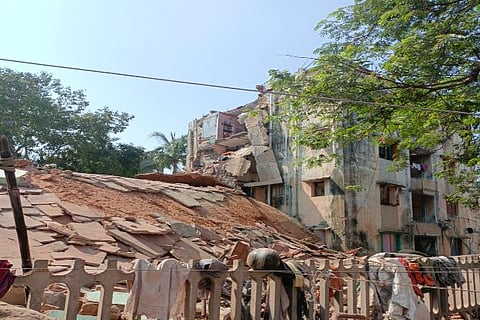 Debris of the building