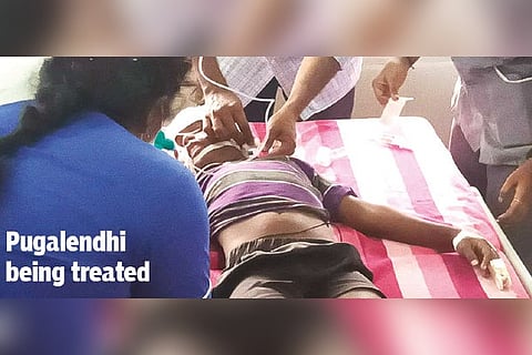 Pugalendhi being treated.