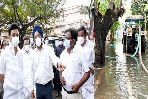 Stalin inspecting one of the rain affected areas