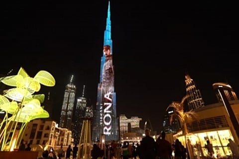 Kichcha Sudeepa toasts 25 years in films at Burj Khalifa, launches title logo of latest