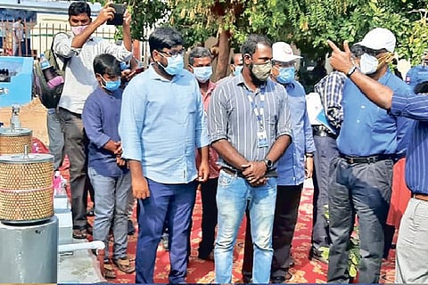 John Thomas at Karur railway station on Wednesday