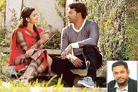 Janakiraman (inset); still from the film Titanic Kadhalum Kavundhu Pogum