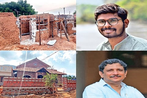 (Top) Reintroduced salliman cob wall at Perundurai; (above) Laurie Baker style building in Chennai