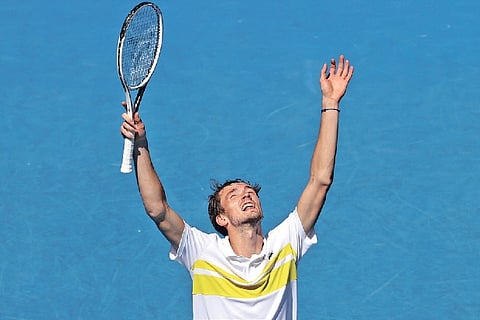 Daniil Medvedev exults after winning