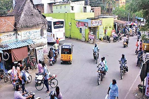 Vehicles ply on Kaliamman Koil Street, Virugambakkam