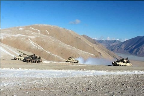 Source: ANI; Indian and Chinese troops and tanks disengaging from the banks of Pangong Lake