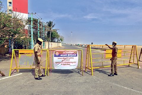 Barricades have been put up by police announcing that visitors will not be allowed on beaches