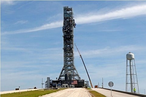 Source: Reuters;NASA's Space Launch System mobile launcher stands atop Launch Pad