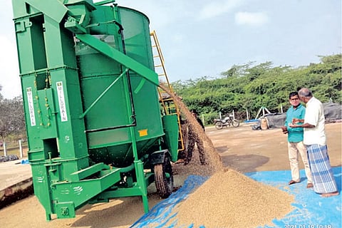 The dryer machine on trial run in Thanjavur on Tuesday