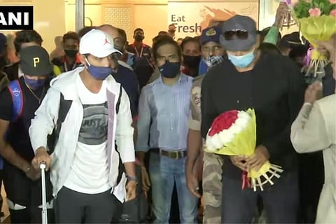 Source: Twitter; Indian cricketers Ajinkya Rahane, Prithvi Shaw and Team India's coach Ravi Shastri