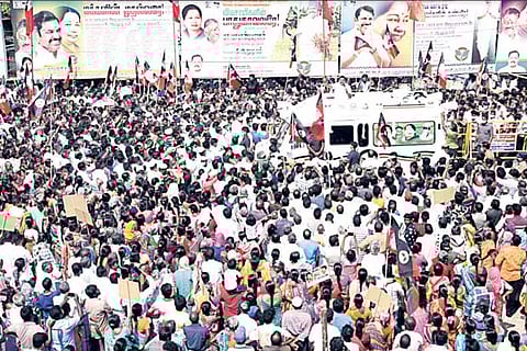 Chief Minister Edappadi K Palaniswami addressing fishermen in Chengalpattu district on Thursday