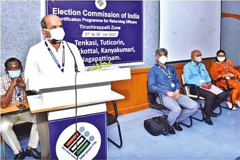 Tiruchy Collector S Sivarasu inaugurating the special camp for ROs in Tiruchy on Wednesday.