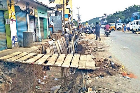 Residents complain that work is not even half completed.