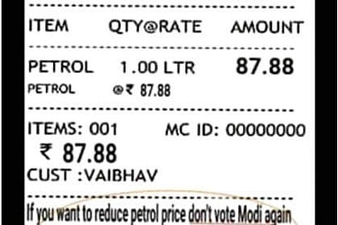 Fake petrol bill deters voting for Modi again