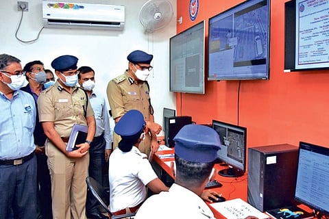 CoP Shankar Jiwal inaugurating control room to monitor traffic violations, in Anna Nagar
