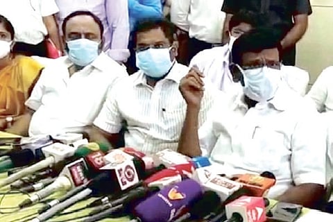 Minister for Milk and Dairy Development SM Nasar addressing reporters in Salem on Sunday