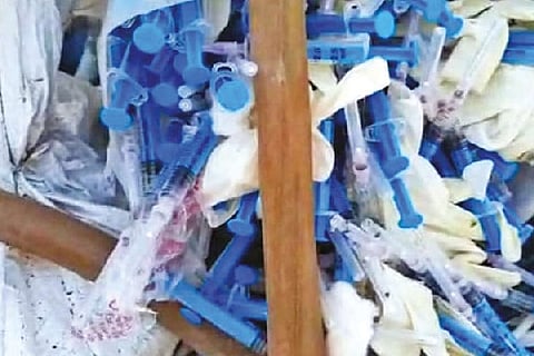 Medical waste dumped in bags