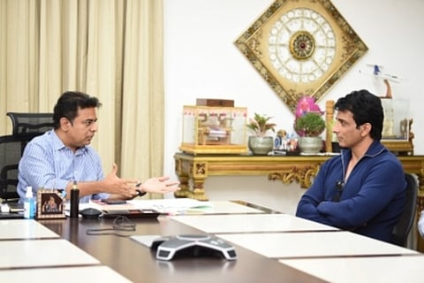 Telangana Minister KT Rama Rao and Actor Sonu Sood