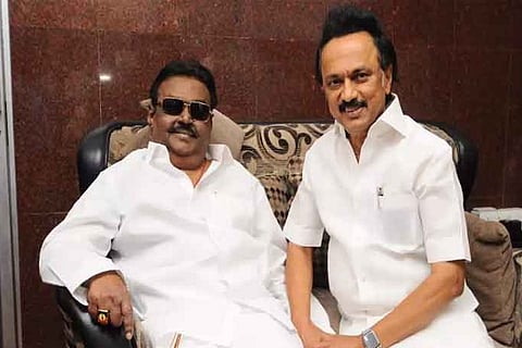 DMDK Leader Vijayakant and Tamil Nadu CM MK Stalin (File Photo)