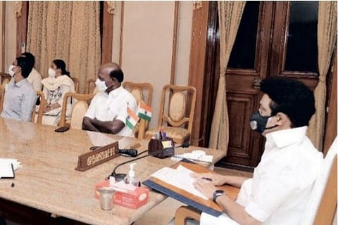 Chief Minister Stalin and Health Minister Ma Subramanian attend a meeting chaired by Prime Minister
