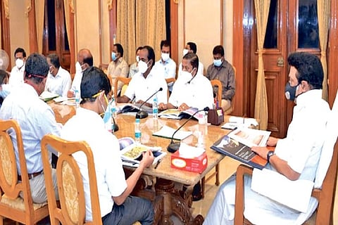 Chief Minister MK Stalin at a review meeting with Environment, Climate Change and Forests officials