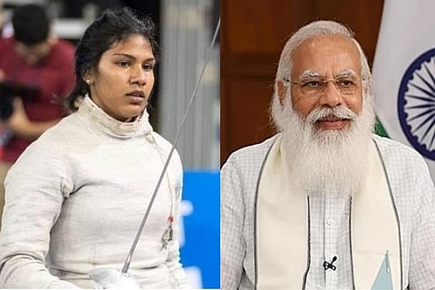 Indian Fencer Bhavani Devi; Prime Minister Narendra Modi