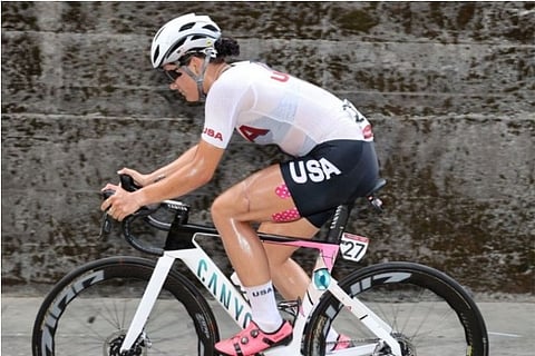 Chloe Dygert of the United States during the race (Credit: Reuters)