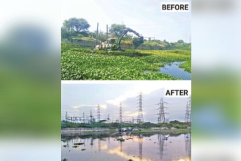 Sediments and water hyacinth removed from a canal in zone 5