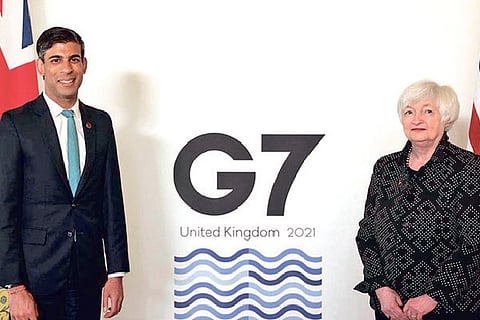 UK?s Chancellor of the Exchequer Rishi Sunak and US Treasury Secretary Janet Yellen