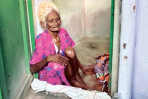 Radha inside the toilet