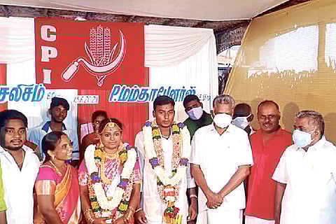 AM Socialism and Mamata Banerjee at their wedding on Sunday