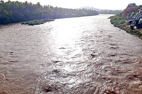 A flooded Bhavani river near Coimbatore on Friday