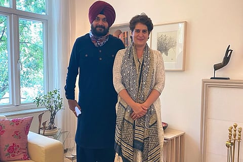 Navjot Singh Sidhu and Priyanka Gandhi (Image Courtesy: Twitter/ @sherryontopp)