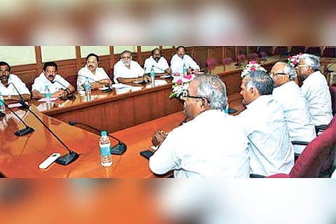 Seat sharing talks between CPI and DMK on Thursday.