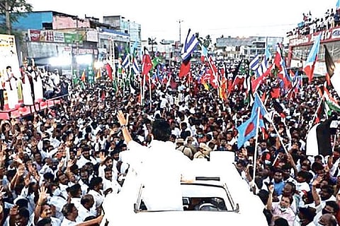DMK president MK Stalin campaigning for alliance candidates in Ambattur on Sunday