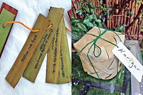 Thirukkural written on palm leaves; Karigar biryani wrapped in palm leaf boxes