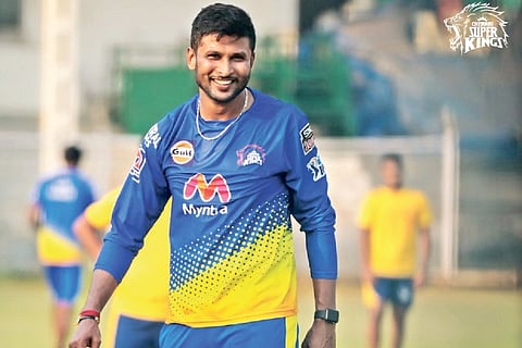 CSK?s K Gowtham during a training session