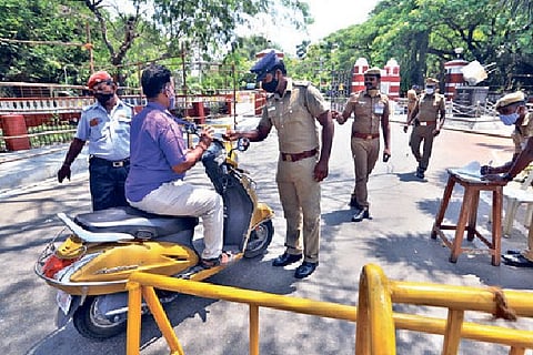 A vehicle being checked outside a counting centre on Saturday