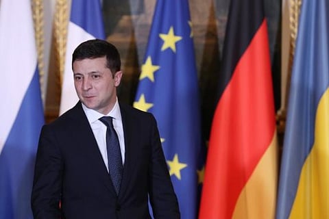 Ukraine's leader marks end of WWII in village near Russia