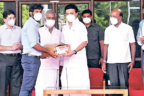 Chief Minister MK Stalin launching the direct sale of Remdesivir to private hospitals