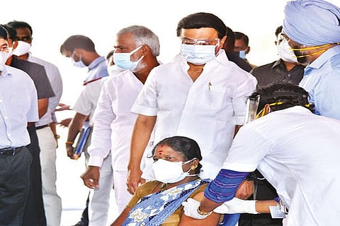 Chief Minister MK Stain launched a vaccine centre at Don Bosco School, Egmore, on Thursday