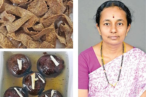 Ragi ribbon pakoda and gulab jamun made by Krishnakumari Jayakumar