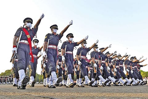 Cadets march during their graduation ceremony at OTA on Saturday