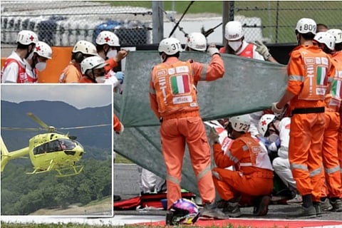 Source: Reuters; He was treated by medical staff for more than 30 minutes on the track